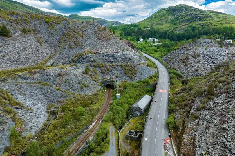 Entrance to the southern end of the Ffestiniog Tunnel, across the A470 from Zip World Llechwedd