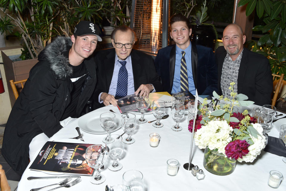 King with sons Cannon, Chance and Larry Jr. in Nov. 2019. (Photo: Gregg DeGuire/Getty Images for the Friars Club)