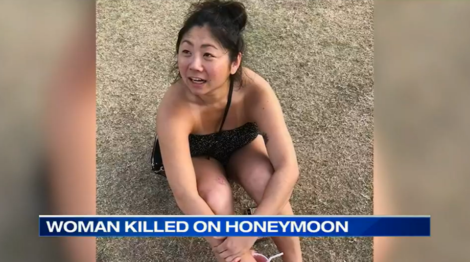 Christe Chen, 36, was found dead inside the couple’s hotel room at the Turtle Island Resort in the Yasawa Islands (FOX 13/video screengrab)