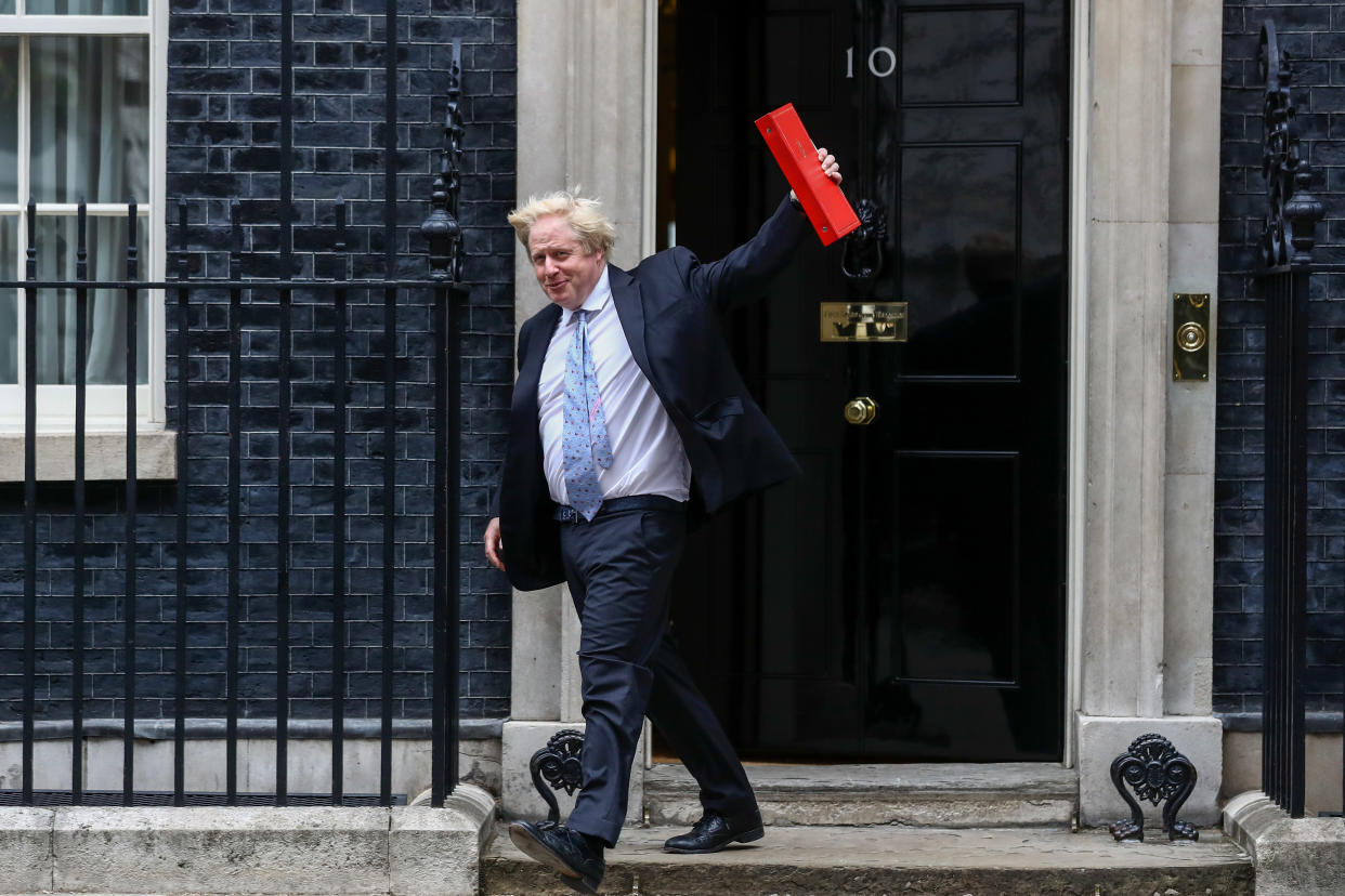 Boris Johnson leaves a meeting of cabinet minsters at Number 10 (Simon Dawson/Bloomberg)