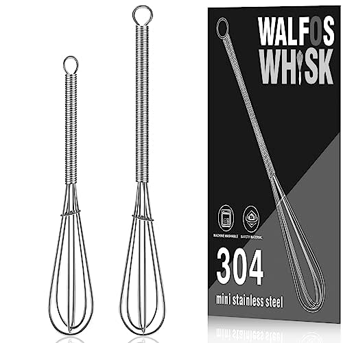 Mini Whisks Stainless Steel, Small Whisk 2 Pieces, 5in and 7in Tiny Whisk for Whisking, Beating, Blending Ingredients, Mixing Sauces