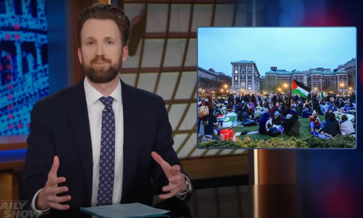 <span>Jordan Klepper on criticism of student protesters: ‘It’s quite a flip-flop for Republicans to be telling New York college kids to go back to their woke ideology classes.’</span><span>Photograph: YouTube</span>