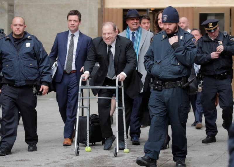 Film producer Harvey Weinstein departs his sexual assault trial at New York Criminal Court in the Manhattan borough of New York City