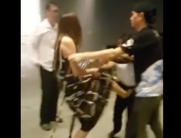 In a video posted on Facebook, a woman was seen kicking a security guard at Enggor Street.