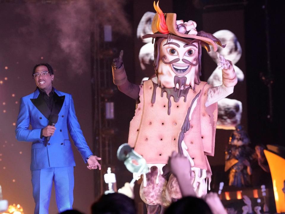 A costumed performer dressed as giant S'more man is seen on the season 10 premiere of "The Masked Singer."