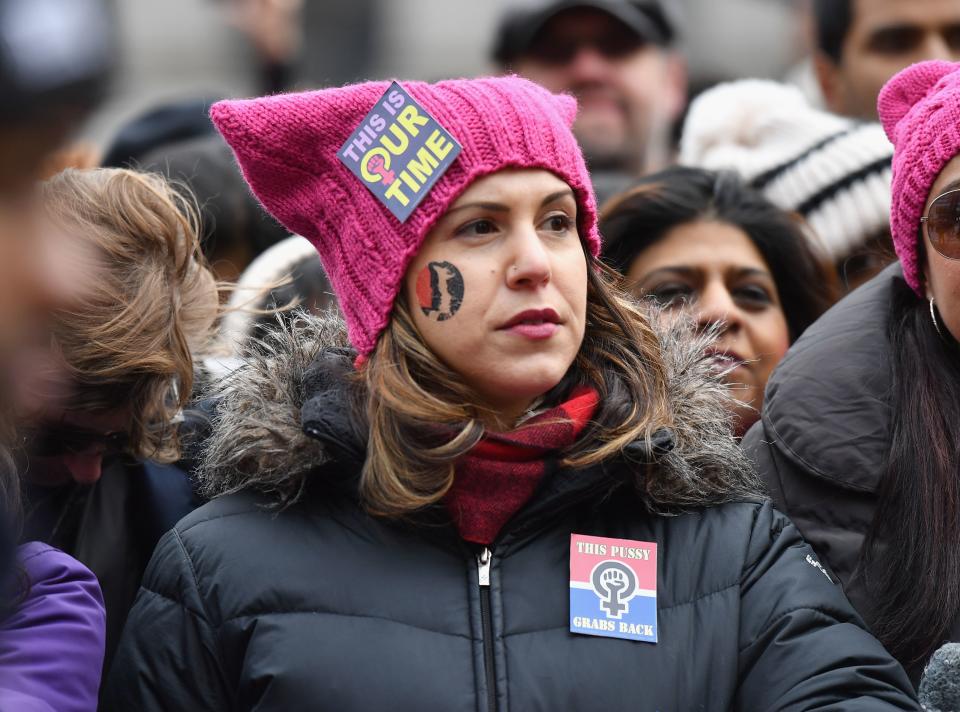 Protesters listen to speakers during the Women’s Unity Rally at Foley Square on Jan. 19, 2019 in New York City. (Photo: Angela Weiss/AFP/Getty Images)