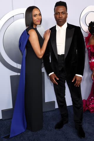 <p>Jamie McCarthy/WireImage</p> Nicolette Robinson and Leslie Odom Jr. attend the 77th Annual Tony Awards