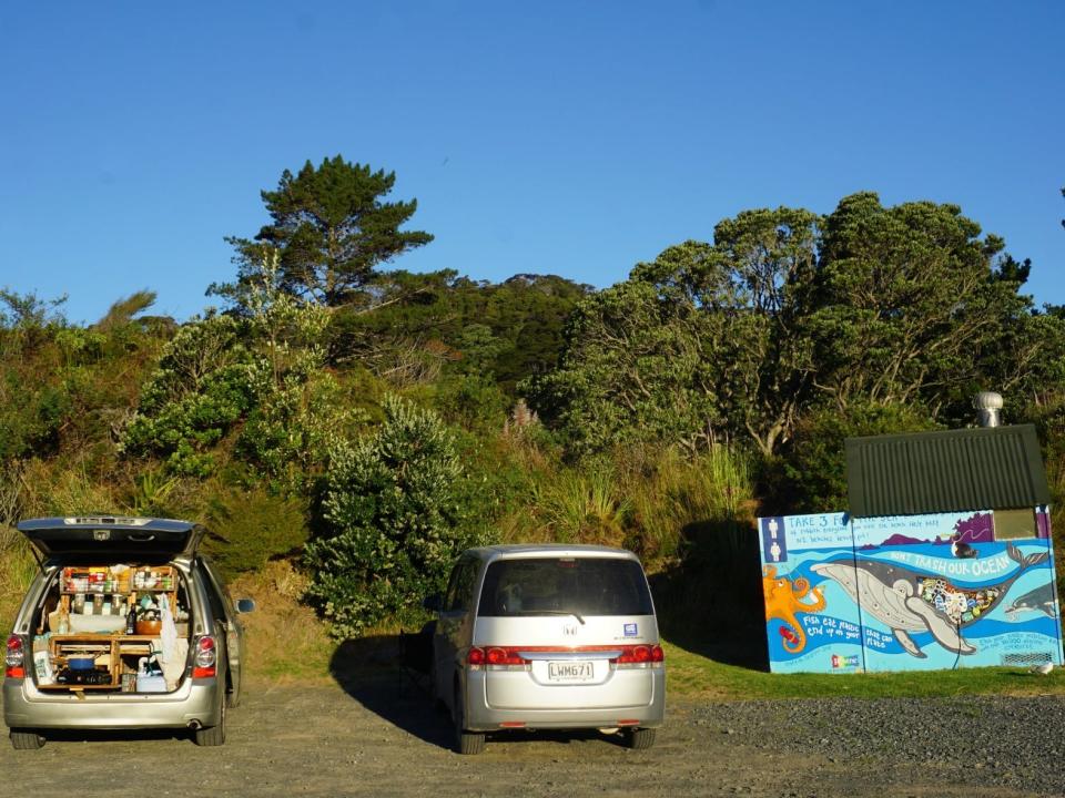 Petrina Darrah van parked next to a public toilet