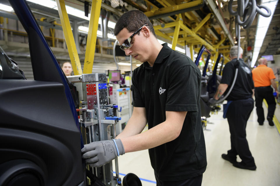 UK manufacturers assemble cars at the plant for the Mini range of cars in Cowley, near Oxford