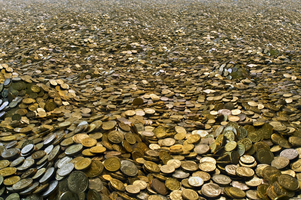 A landscape of gold coins