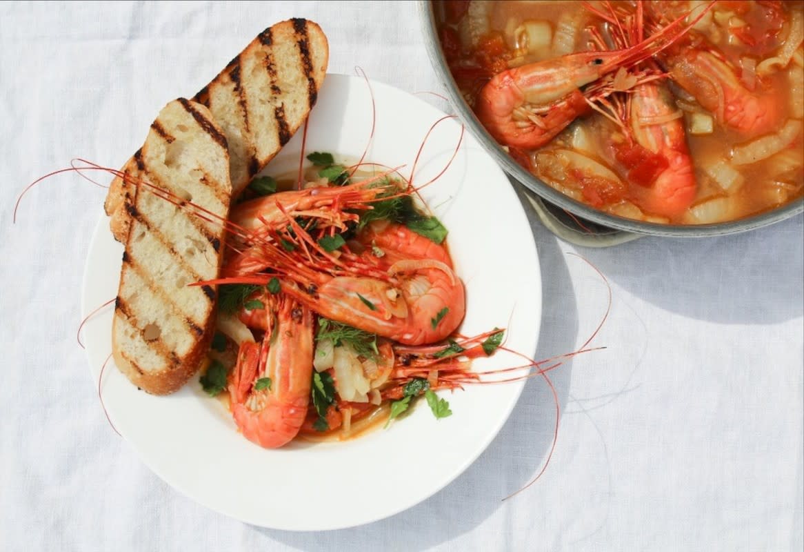 <p>Sabrina Currie</p><p>In-season spring spot prawns are nutritious and delicious. This light tomato fennel broth is perfection with some crusty bread and crisp white wine!</p><p><strong>Get the Recipe: </strong><a href="https://sabrinacurrie.com/recipe/wild-west-coast-prawns-in-tomato-fennel-broth-and-grilled/" rel="nofollow noopener" target="_blank" data-ylk="slk:Grilled West Coast Spot Prawns in Tomato Fennel Broth;elm:context_link;itc:0;sec:content-canvas" class="link rapid-noclick-resp"><strong>Grilled West Coast Spot Prawns in Tomato Fennel Broth</strong></a></p>