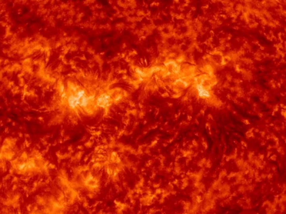 A solar flare propelling forward a coronal mass ejection on May 7, 2023. This animation shows a video of the surface of the sun. A bright flash of light shows a solar flare blasting the coronal mass ejection into space.