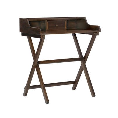 A sophisticated wooden folding desk or accent table