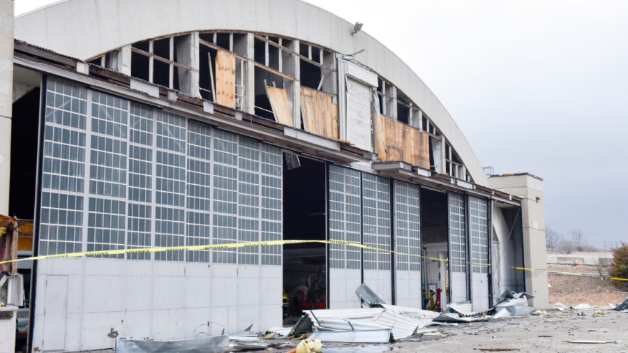 Storm damage at the Wright-Patterson Air Force Base in Dayton, Ohio on February 28, 2024 (Courtesy Photo/U.S. Air Force)