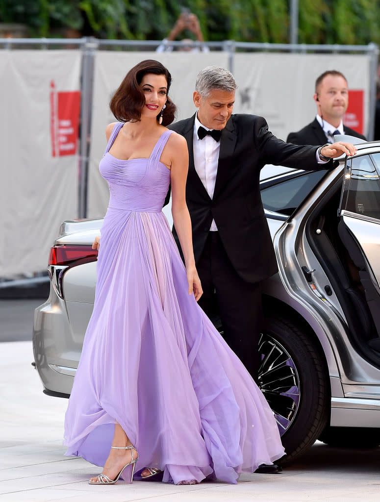 Amal Clooney channels Old Hollywood in Versace gown and faux bob