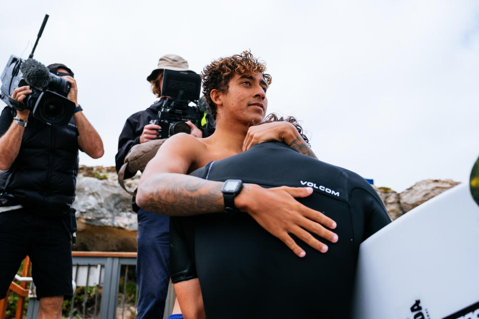 Joao Chianca, pictured here completely devastated after losing at the Margaret River Pro.