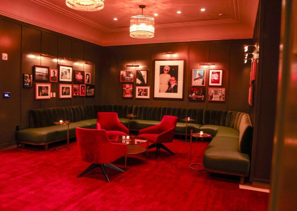 The lounge area at the new Rao’s restaurant at the Loews Miami Beach Hotel.