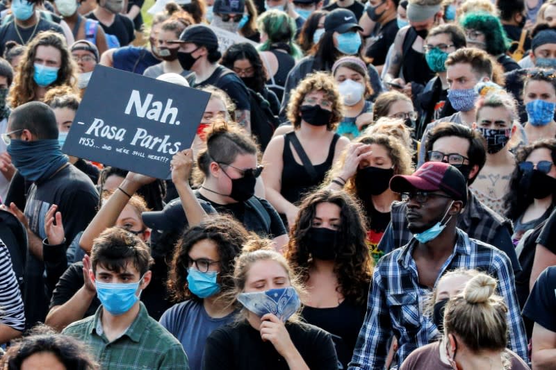 Protest following the death in Minneapolis police custody of George Floyd, in Boston