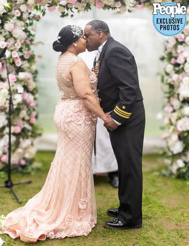 <p>Clapp Studios Photography</p> White House Correspondent April Ryan and husband James Ewing at their wedding at the Carriage House at Gramercy Mansion in Baltimore, MD.
