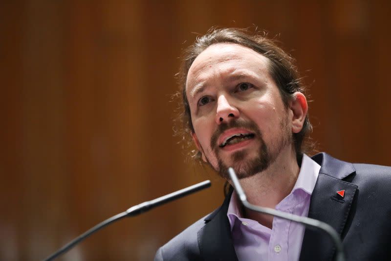 Spain's new Deputy Prime Minister for social rights and sustainable development Pablo Iglesias is handed over his portfolio in Madrid