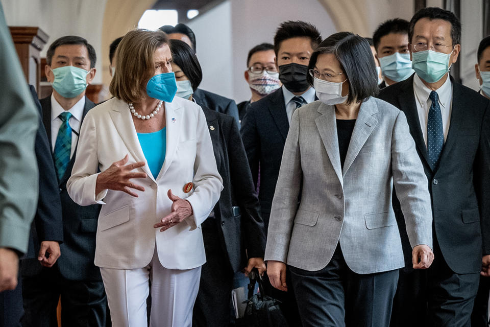 Speaker of the House Nancy Pelosi speaks with Taiwan's President Tsai Ing-wen in Taipei, Taiwan (Chien Chih-Hung / Office of The President via Getty Images file)