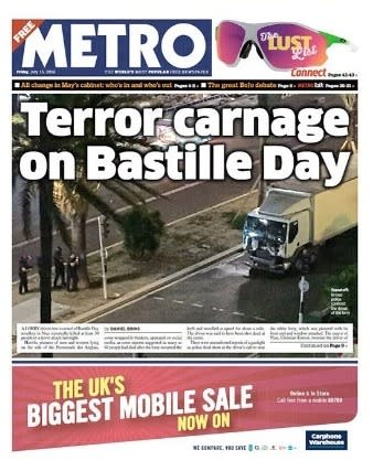 La presse britannique titre également sur cette attaque, à l’image du quotidien Metro.