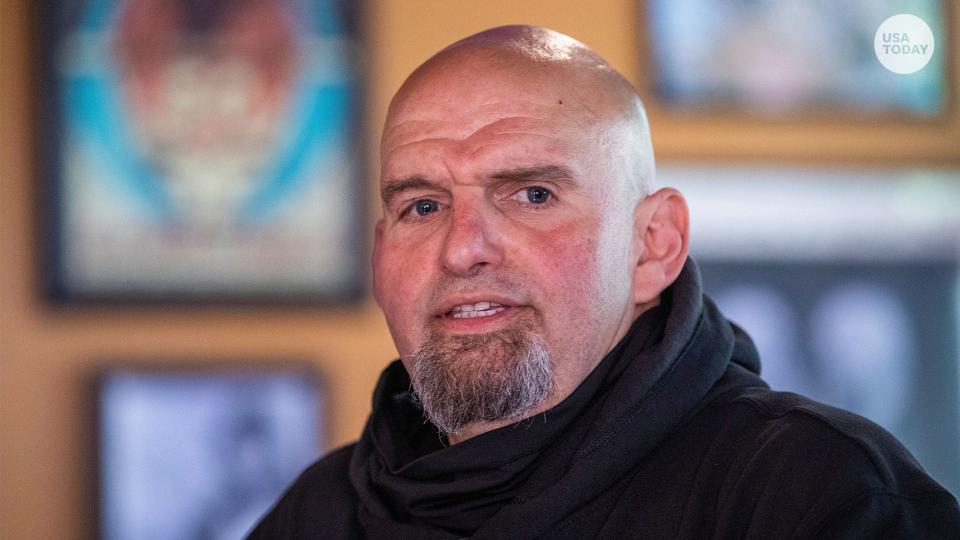 John Fetterman speaks to supporters at the Holy Hound Tap Room in downtown York on May. 12, 2022, while campaigning for U.S. Senate seat.