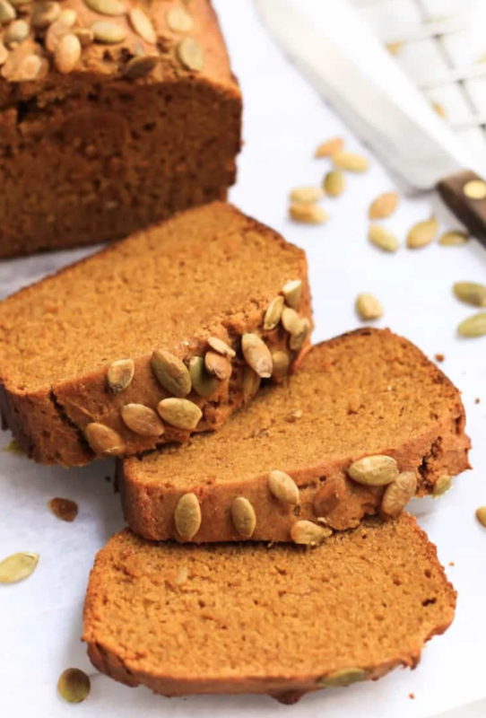 <p>Dish by Dish</p><p>This easy gluten-free pumpkin bread has a moist and firm crumb that you'll love. Totally dairy-free, egg free and vegan too. </p><p><strong>Get the recipe: <em><a href="https://www.dishbydish.net/gluten-free-vegan-pumpkin-bread/" rel="nofollow noopener" target="_blank" data-ylk="slk:Gluten-Free Vegan Pumpkin Bread;elm:context_link;itc:0;sec:content-canvas" class="link rapid-noclick-resp">Gluten-Free Vegan Pumpkin Bread</a></em></strong></p>