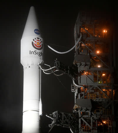 FILE PHOTO: The United Launch Alliance Atlas V rocket with InSight Mars lander onboard before lifting off from Vandenberg Air Force base in California, U.S., May 5, 2018. REUTERS/Gene Blevins/File Photo