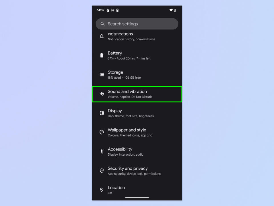 A screenshot showing how to change notification sounds on Android