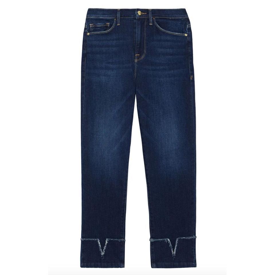 36) Le Nouveau Straight Cropped Frayed High-Rise Straight-Leg Jeans