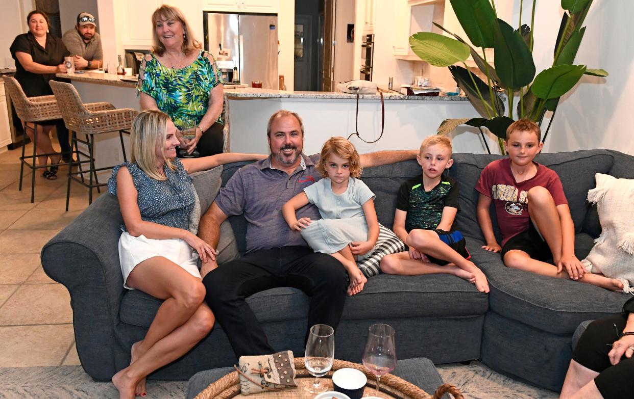 Joe Gruters at home with his family, wife Sydney, daughter, Elle, 6, sons, Jack, 8, and Spencer in Sarasota on Tuesday August, 23, 2022.