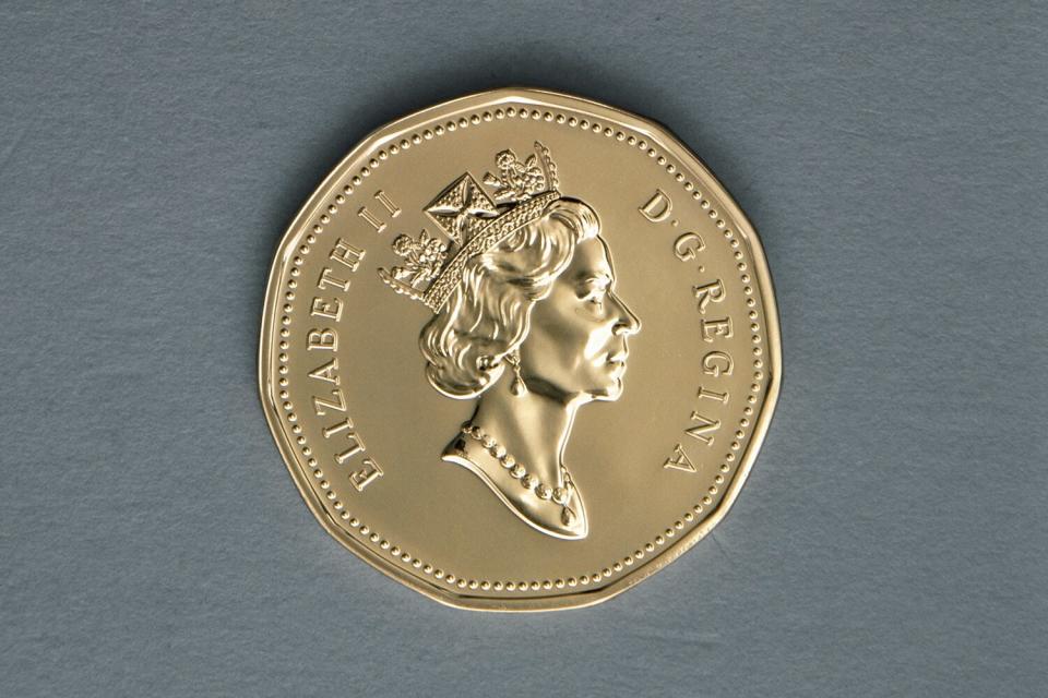 CANADA - JUNE 15: 1 dollar coin, 1993, obverse, queen Elizabeth II (1926-). Canada, 20th century.