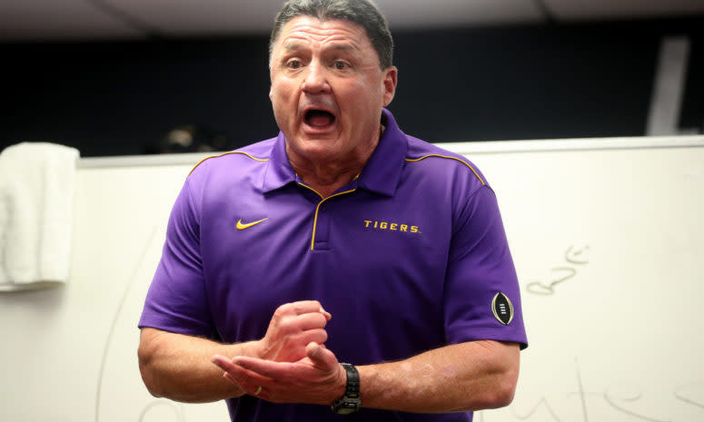 LSU Tigers head coach Ed Orgeron goes off.