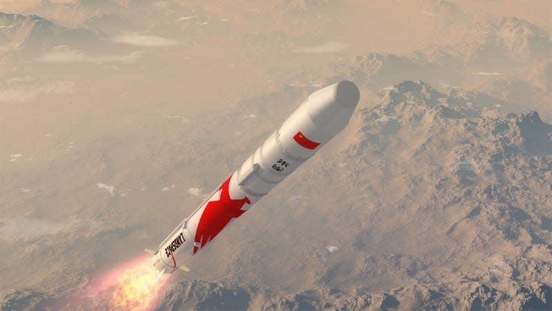 Conceptual image showing Zhuque-2 in flight.