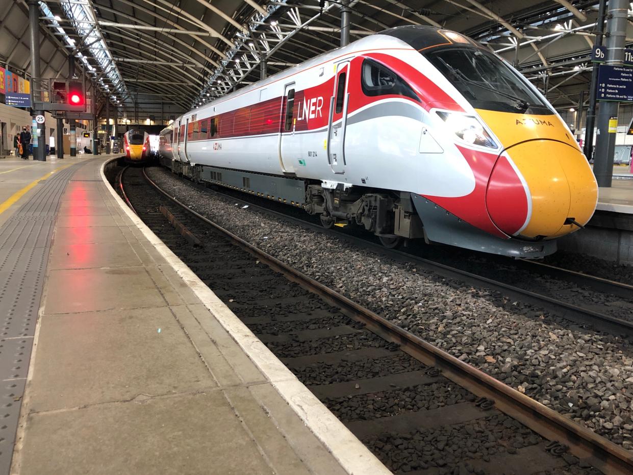 Seasons greetings: LNER trains at Leeds station (Simon Calder)