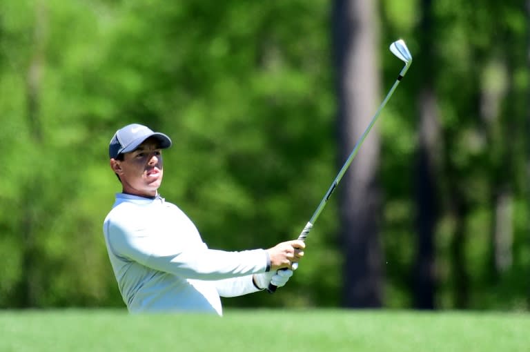 Rory McIlroy of Northern Ireland plays a shot on the 12th hole during the second round of the 2017 Masters Tournament at Augusta National Golf Club on April 7, 2017