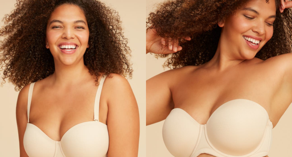 Nordstrom shoppers are loving this convertible bra for larger chests. Images via Nordstrom.