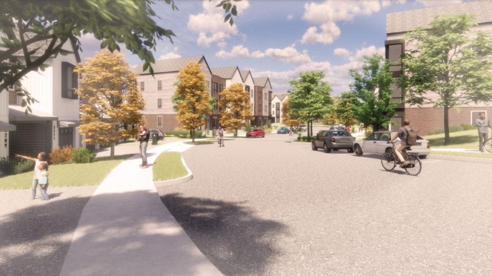 A 3CPK residential street rendering for an East Lansing housing proposal on Coleman and West roads.