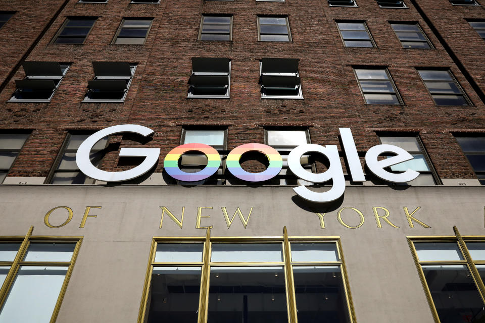 The Google logo is displayed outside the company offices in New York, U.S., June 4, 2019. REUTERS/Brendan McDermid