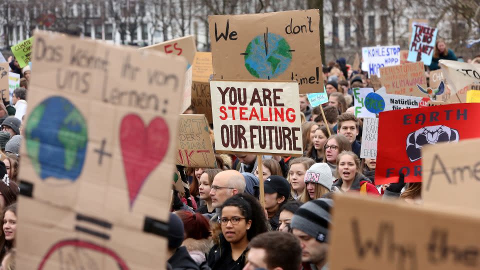 High school students demonstrate against global warming on March 1, 2019 in Hamburg, Germany. - Adam Berry/Getty Images/File