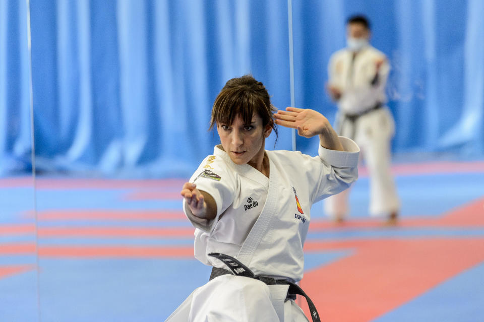 MADRID, SPAIN - FEBRUARY 24: The Spanish Karate sportswoman Sandra Sanchez is pictured during a training session on February 24, 2021 in Madrid, Spain. (Photo by Juan Naharro Gimenez/Getty Images)