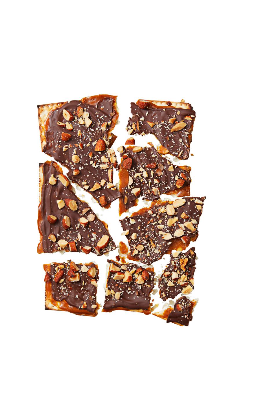 choco caramel matzo brittle broken up into pieces