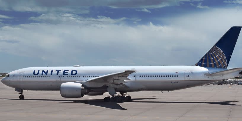 united airlines plane at denver international airport