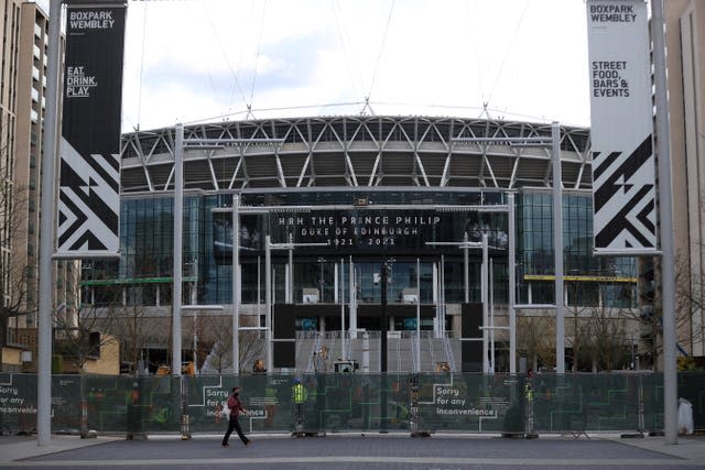 A tribute is on display at Wembley Stadium