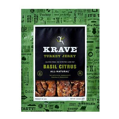 Krave turkey jerky and an orange