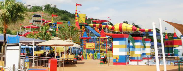 Exciting slides at the Legoland Water Park.