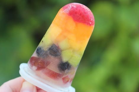 Rainbow fruit popsicle