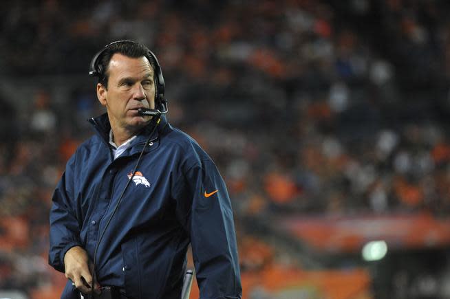 DENVER, CO - AUGUST 29: Denver Broncos head coach Gary Kubiak wasn't happy when the team had to call a timeout on defense in the second quarter of the preseason game against the Arizona Cardinals at Sports Authority Field at Mile High on Thursday, September 3, 2015. (Photo by Steve Nehf/The Denver Post)