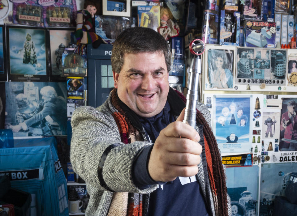 A Doctor Who superfan has laid claim to having the world’s largest collection of the show’s memorabilia - after spending over £100,000 on “at least a million” items. Brian Mattocks, 50, says he became “obsessed” with the hit BBC series after watching an episode in 1979 which ended on a cliffhanger - and he hasn’t missed an episode since. His loving parents bought the then nine-year-old boy a Dalek action figure which kickstarted his lifelong passion for collecting items from the show. Daleks are a fictional extraterrestrial race of mutants which are found in the series which has been running on BBC One since 1963. A Welsh schoolgirl, Lily Connors, recently bagged a Guinness World Record after amassing 6,641 Doctor Who items. Devoted Brian believes his "shrine" could easily beat but it would “take months to count”.